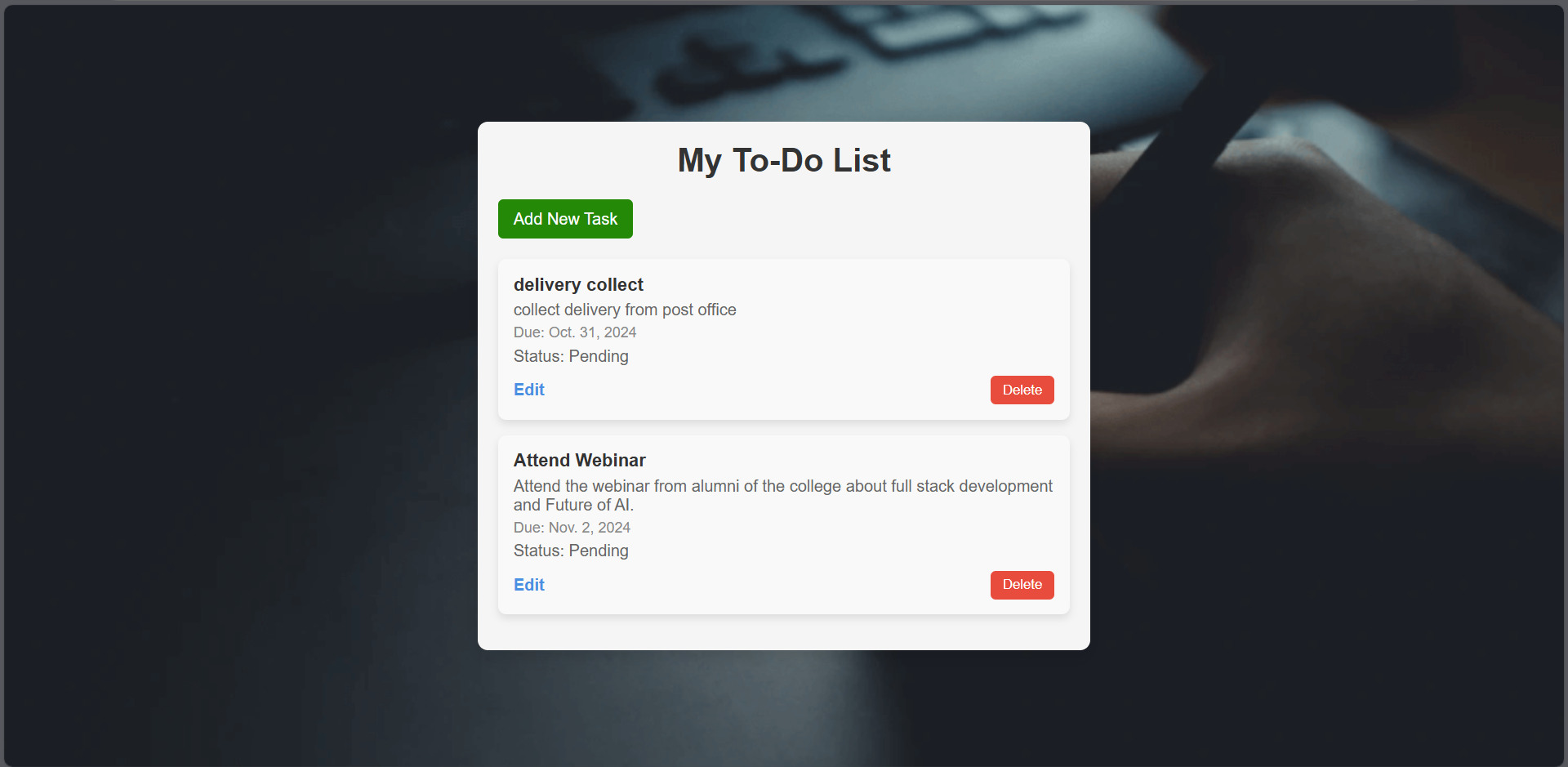 Screenshot of To-Do List Project